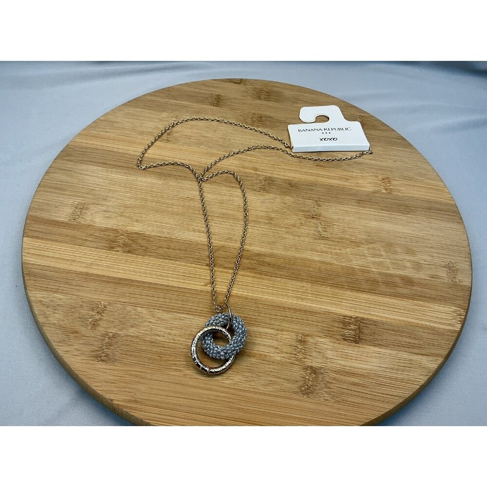 Banana Republic Necklace Gold Gold Circles & Gray Beaded Circle NWT
